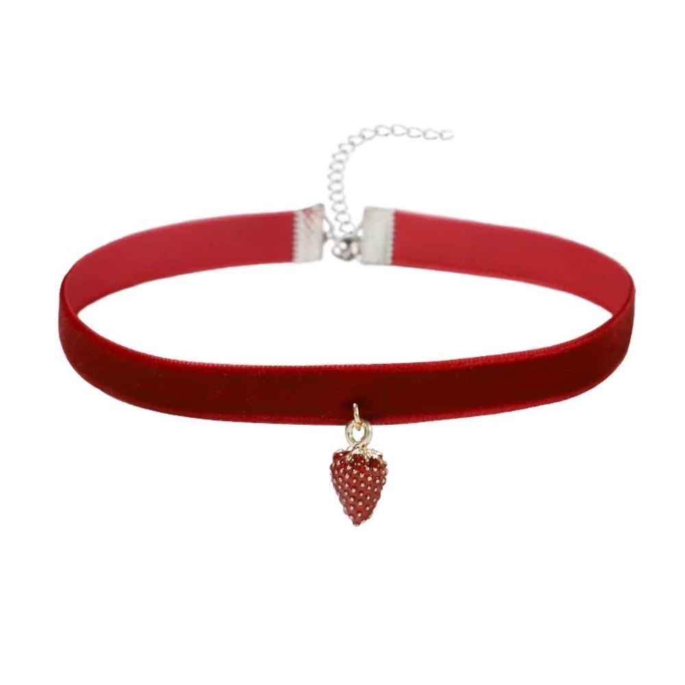 red choker with pendant